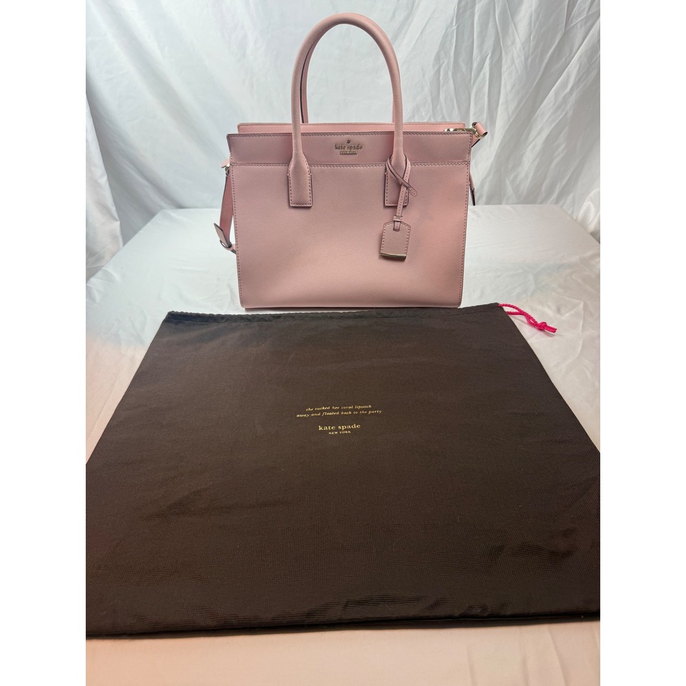 Kate Spade Pink Saffiano Leather Satchel Crossbody Bag Dust Bag #mc